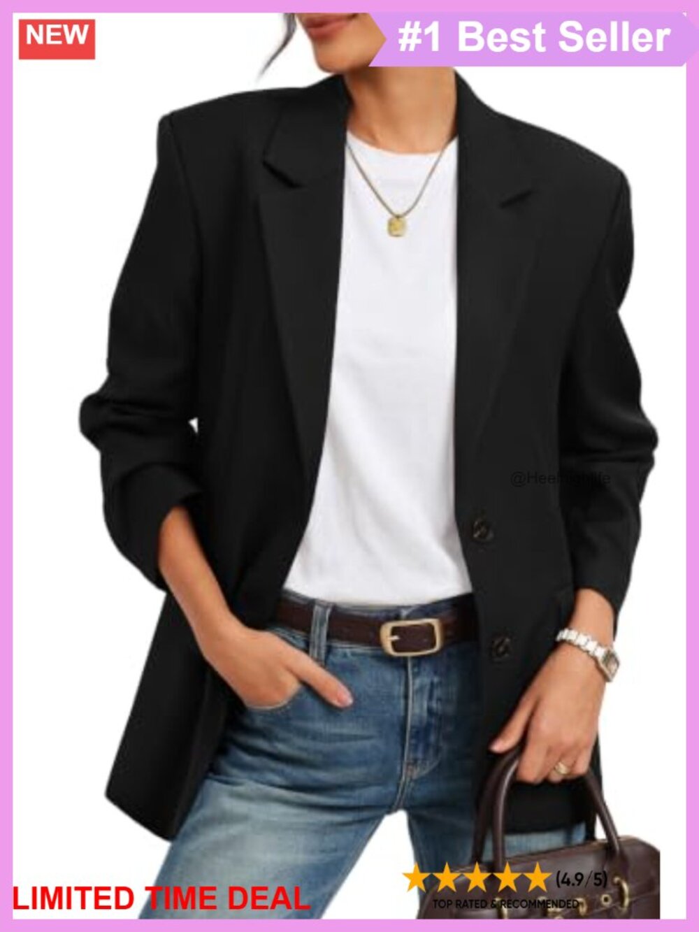 Twill Blazer Relaxed Fit Notch Lapel Business Casual